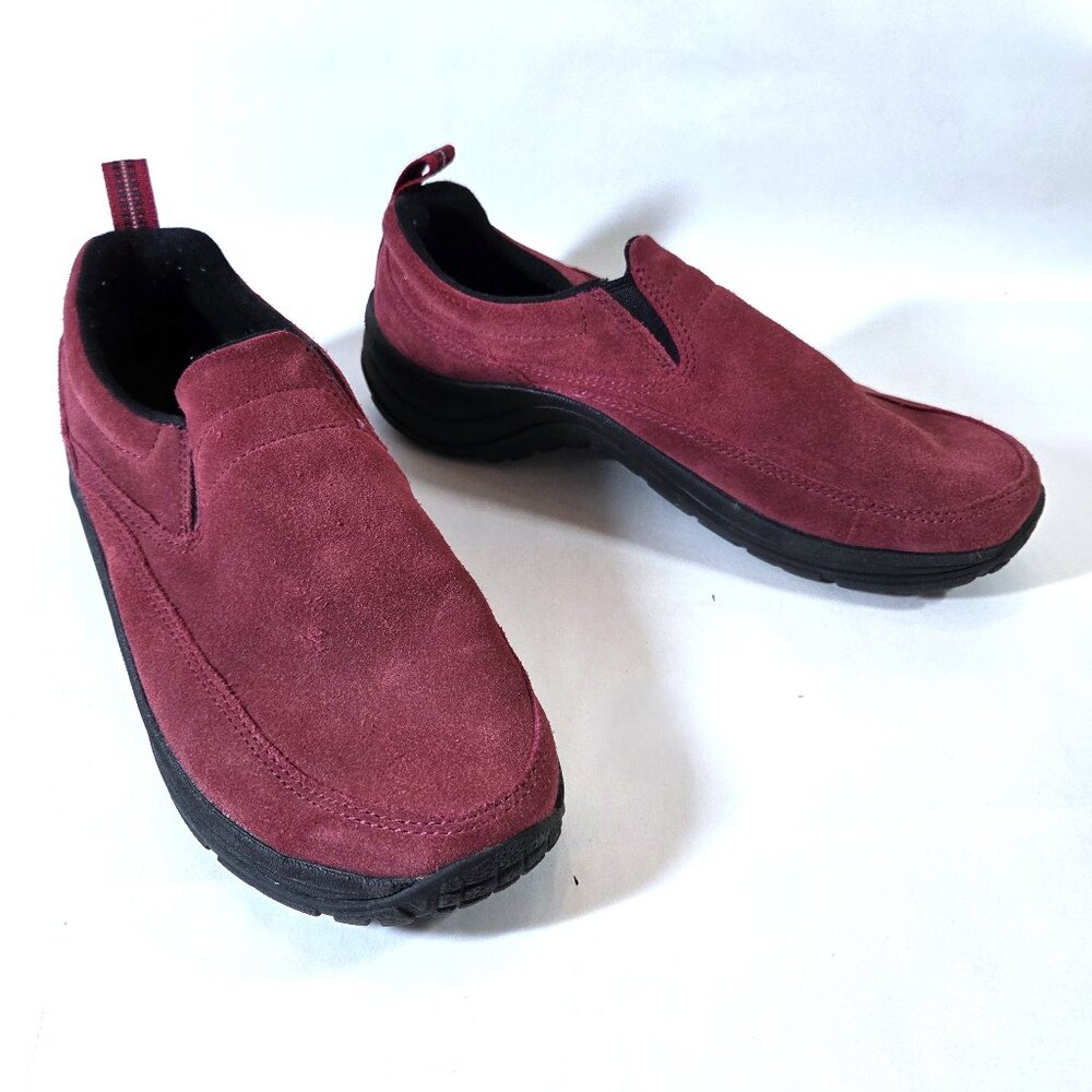 L.L. Bean Red Suede Slip-on Shoes Size 8